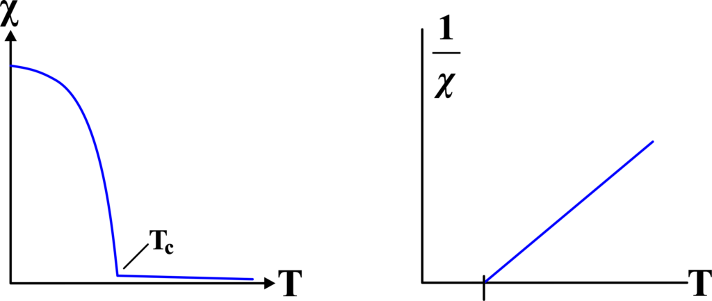 Magnetic susceptibility vs temperature for Ferromagnetic